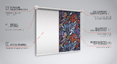 Fabric roller blind Dark leaves and rowan