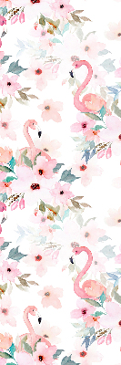 Fabric roller blind Flamingos among the flowers