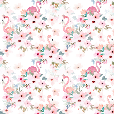 Fabric roller blind Flamingos among the flowers