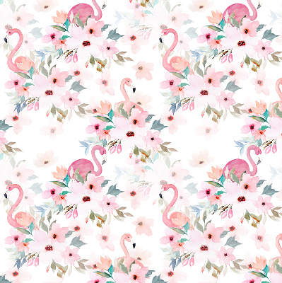 Fabric roller blind Flamingos among the flowers