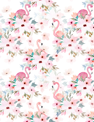 Fabric roller blind Flamingos among the flowers