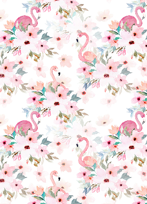 Fabric roller blind Flamingos among the flowers
