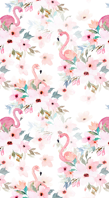 Fabric roller blind Flamingos among the flowers