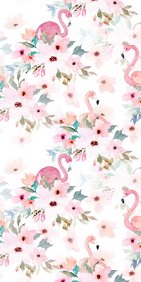 Fabric roller blind Flamingos among the flowers