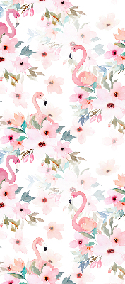 Fabric roller blind Flamingos among the flowers
