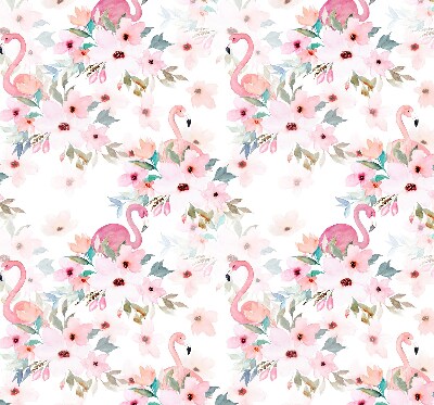 Fabric roller blind Flamingos among the flowers