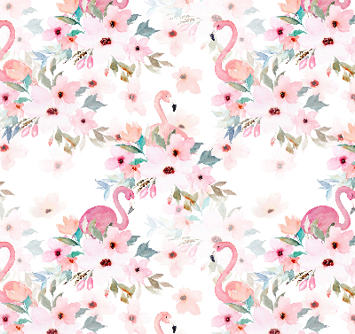 Fabric roller blind Flamingos among the flowers