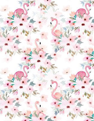 Fabric roller blind Flamingos among the flowers