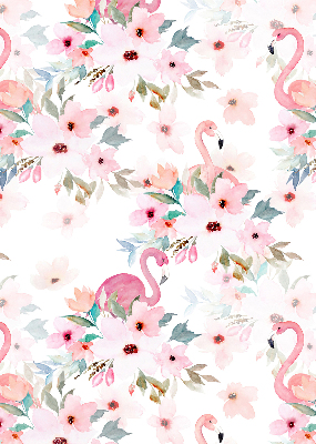 Fabric roller blind Flamingos among the flowers