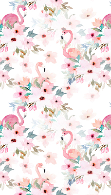 Fabric roller blind Flamingos among the flowers