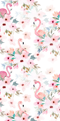 Fabric roller blind Flamingos among the flowers