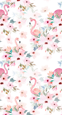 Fabric roller blind Flamingos among the flowers