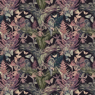 Modern roller blind Exotic plants and birds