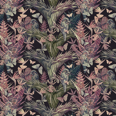 Modern roller blind Exotic plants and birds