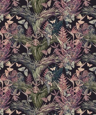 Modern roller blind Exotic plants and birds