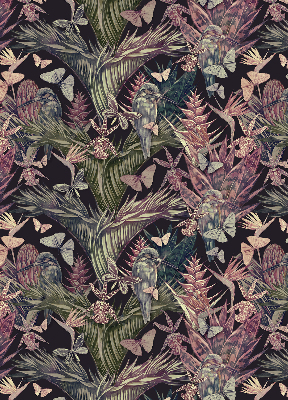 Modern roller blind Exotic plants and birds