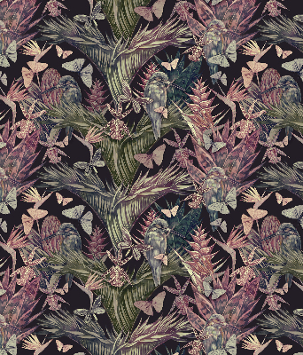 Modern roller blind Exotic plants and birds