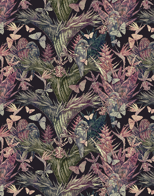 Modern roller blind Exotic plants and birds