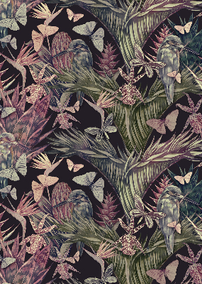 Modern roller blind Exotic plants and birds