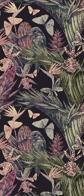 Modern roller blind Exotic plants and birds