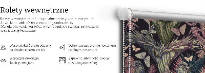 Modern roller blind Exotic plants and birds