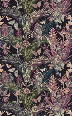 Modern roller blind Exotic plants and birds