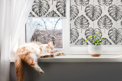 Modern roller blind Gray leaves