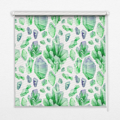 Roller blind for large window Green crystals
