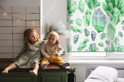 Roller blind for large window Green crystals