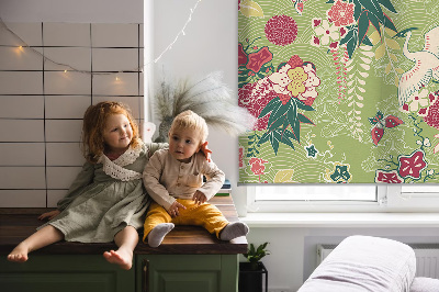 Modern roller blind Heron and plants