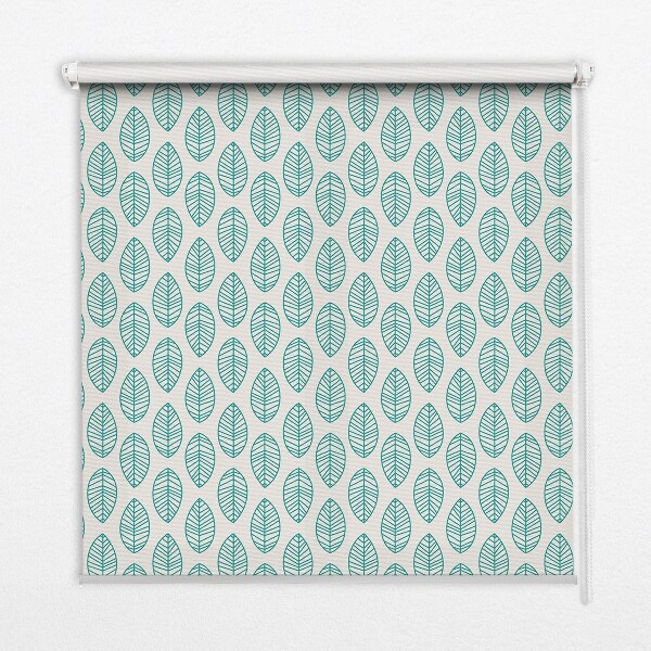 Fabric roller blind Blue leaves