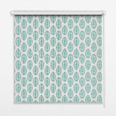 Fabric roller blind Blue leaves