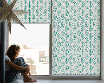 Fabric roller blind Blue leaves