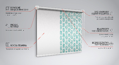Fabric roller blind Blue leaves