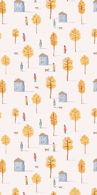 Roller blind for large window Houses among the trees