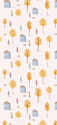 Roller blind for large window Houses among the trees