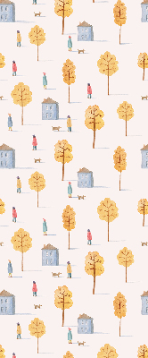 Roller blind for large window Houses among the trees
