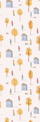 Roller blind for large window Houses among the trees