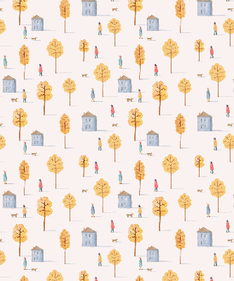Roller blind for large window Houses among the trees