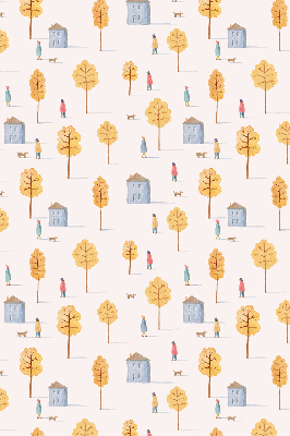 Roller blind for large window Houses among the trees