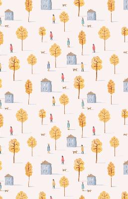 Roller blind for large window Houses among the trees
