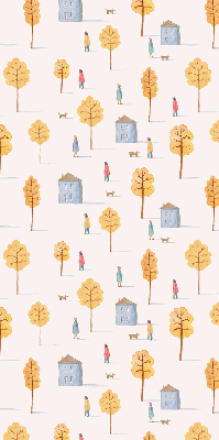 Roller blind for large window Houses among the trees
