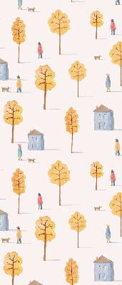 Roller blind for large window Houses among the trees
