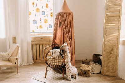 Roller blind for large window Houses among the trees
