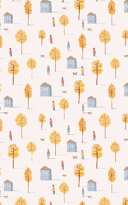 Roller blind for large window Houses among the trees