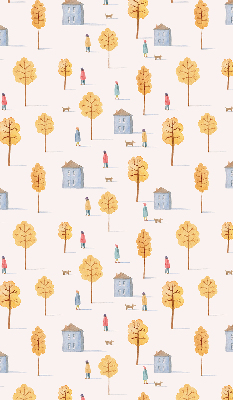 Roller blind for large window Houses among the trees