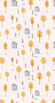 Roller blind for large window Houses among the trees