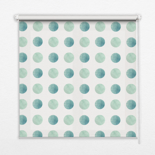 Modern roller blind Turquoise dots on a white background