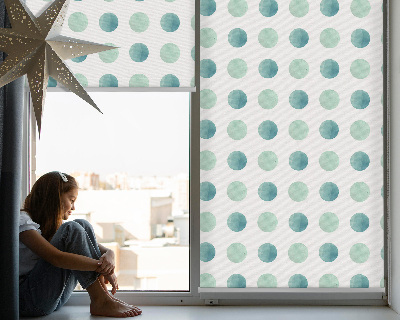 Modern roller blind Turquoise dots on a white background