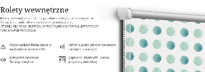 Modern roller blind Turquoise dots on a white background